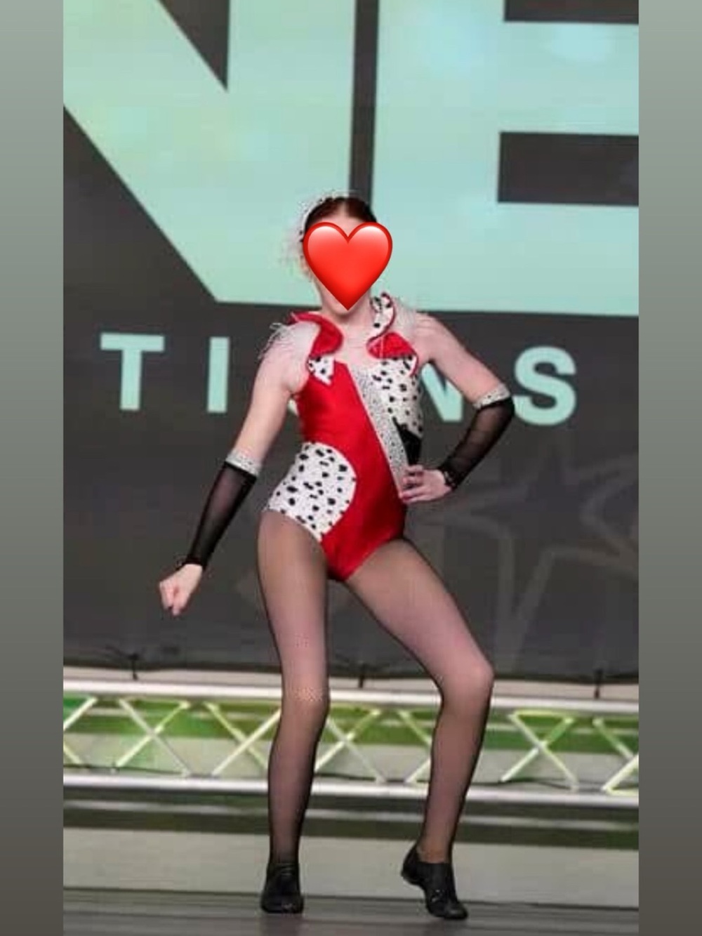 Glamour Costumes Red and Dalmatian Print Dance Leotard w/ Feathers style 24-200 - Picture 10 of 11